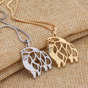 Collier de chien de compagnie créatif cadeau commémoratif bijoux mode plaqué or creux sculpté <span class=keywords><strong>Hiromi</strong></span> chien pendentif collier pour femmes hommes - Product Image 3