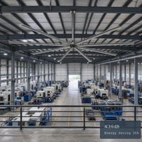 Ventilateur de plafond à économie d'énergie 24FT HVLS avec moteur BLDC et 8 pales en alliage d'aluminium pour systèmes de ventilation d'entrepôt