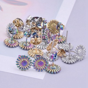 Gold Plated Stainless Steel <b>Stud</b> Earrings Nature Floral Leaf Butterfly Cherry Bow Pierced Jewelry - Product Image 2