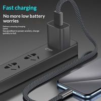 Câble de données plat tressé Type-C/USB-A pour une charge ultra-rapide des téléphones mobiles