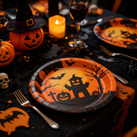Assiettes en papier d'Halloween en gros, vaisselle jetable pour fêtes effrayantes