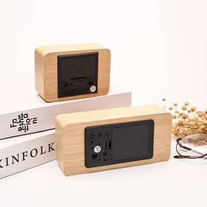 Tùy Chỉnh Đồng Hồ Nhiệt Độ Độ Ẩm Bằng Gỗ Kỹ Thuật Số Bảng Đồng Hồ Reloj Điều Khiển Bằng Giọng Nói Nhẹ nhàng Tap Để Thức Dậy Bàn Kỹ Thuật Số Đồng Hồ Báo Thức - Product Image 6