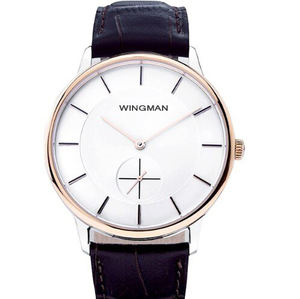 Montre mécanique pour homme avec bracelet en cuir véritable, boîtier en acier et cristal saphir - Product Image 2