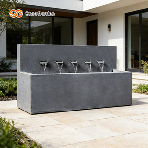 Gnee Garden Traditional <b>Rectangle</b> Aluminum Waterfall Fountain Outdoor Garden Decor Floor Mount Natural Finish 5-Spout Feature - Product Image 5