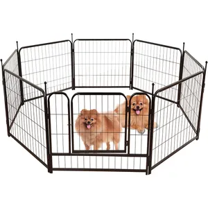 JH-Mech Custom Waterproof Anti-injury Changeable Shape Easy Set Up Portable Free Stand Sleek Black Small Animal Cage Pet Fence
