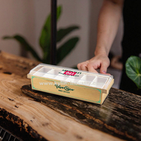 Plateau à condiments en bois pour les restaurants, 6 compartiments