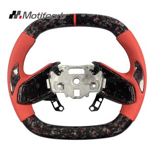 Volant de voiture personnalisé en fibre de carbone rouge avec poignée en cuir rouge pour Chevrolet Corvette C8 Z06 Coupé ZR1 1LZ 2LZ 3LZ 2019-2026 - Product Image 1