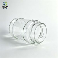 Pot alimentaire cylindrique en verre à double anse filetée, récipient transparent polyvalent pour la maison et la vente en gros commerciale
