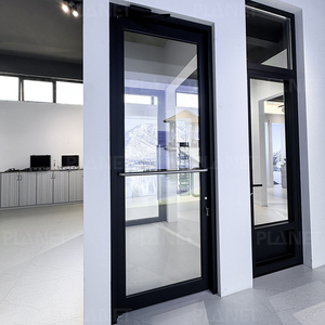 Puerta de Entrada Comercial Moderna de Aluminio Negro Mate con Vidrio Templado, Puerta Frontal con Marco de Aluminio Negro Mate Ultrafino - Product Image 6