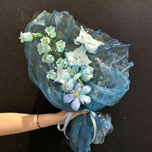 Papier d'emballage pour fleurs en tissu organza doux, tulle translucide, matériau de superposition pour bouquets, fournitures pour fleuristes, vente en gros - Product Image 4