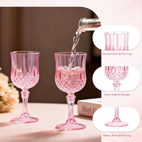 Verres à vin en plastique coloré de 220 ml avec pied, réutilisables, style vintage, gobelets rétro pour mariage, fête, bar, cocktail