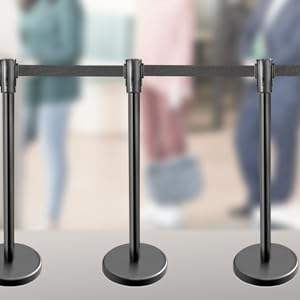 Set di montanti di prolunga 6.6 Ft/2 m cintura retrattile nera barriera per il controllo della folla con Base in metallo - Product Image 6