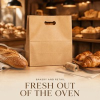 Sacs en papier kraft personnalisés avec poignée découpée, sacs de transport pour la vente à emporter et l'emballage de détail