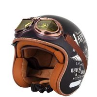 Casque de moto et de scooter électrique, casque de conduite rétro 3/4, casque de sécurité unisexe