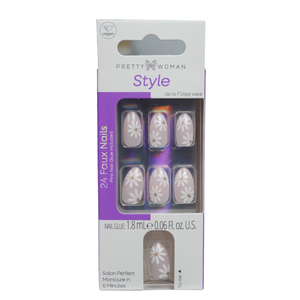 Uñas Postizas Florales Color Nude, Forma de Almendra, Longitud Media, con Estampado Dorado, Uñas Artificiales para Salón, OEM, ODM, Marca Privada - Product Image 1