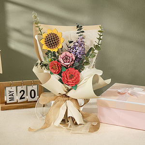 <span class=keywords><strong>Robotime</strong></span> US Warehouse Flor de madera artesanía flor montar Juguetes TW042 rosa roja modelo decoración de escritorio DIY rompecabezas <span class=keywords><strong>3D</strong></span> - Product Image 6