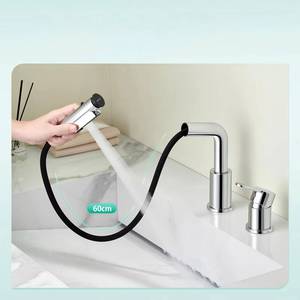 Grifo de Lavabo de Alta Calidad para Hotel Moderno, Ajustable en Altura, de 2 Orificios, Extraíble, Mezclador de Agua Fría/Caliente - Product Image 5