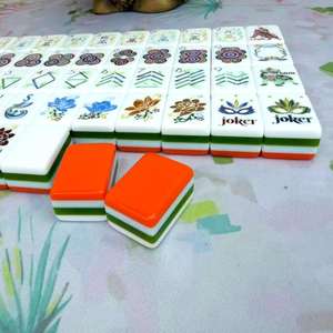 Retro French Luxury Style Laser-engraved Orange Four-layer Acrylic Mahjong Tiles for Festive Gatherings and <b>Entertainment</b> - Product Image 2