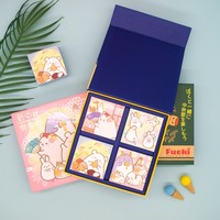 Produit phare : Emballage alimentaire rigide avec fermeture magnétique, doublure en éponge, imprimé CMJN, laminage mat multicolore, recyclable, design festif et gaufré