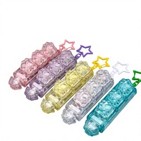 Porte-clés Clavier Patte de Chat en Plastique Haute Transparence à 5 Touches Multicolores avec Crochet Étoile pour Appareil Portable