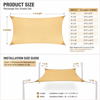 Voile d'ombrage rectangulaire en HDPE stabilisé aux UV, sur mesure, pour restaurant, complexe hôtelier, terrasse et sièges extérieurs