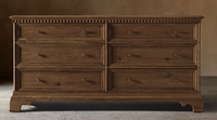 Meuble de rangement Rhoohill personnalisé en chêne, style campagne française vintage, commode à 6 tiroirs en bois massif