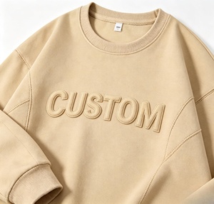 <span class=keywords><strong>Felpa</strong></span> Girocollo <span class=keywords><strong>Beige</strong></span> Personalizzata di Alta Qualità per <span class=keywords><strong>Uomo</strong></span>, Pullover <span class=keywords><strong>con</strong></span> Stampa Lettere in Rilievo, Abbigliamento Casual Streetwear - Product Image 3