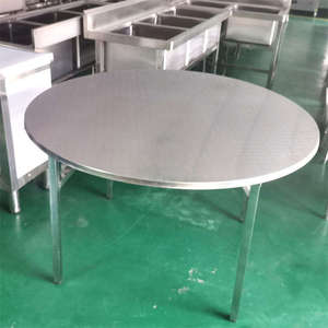 Bàn Ăn Ngoài Trời/Trong Nhà Bằng Thép Không Gỉ Lớn Bàn Tròn Gấp Gọn Bàn Ăn Tiệc - Product Image 2