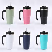 Mug à café isotherme premium 20 oz, cadeau, double paroi, en acier inoxydable, avec poignée, logo personnalisé gravé au laser, bouteille d'eau avec revêtement en poudre
