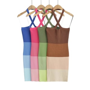 Vestido Maxi Casual de Mujer con Cuello Halter, Silueta Lápiz, Cintura Natural, Tejido de Modal Sólido, Estilo Sencillo para Verano - Product Image 1