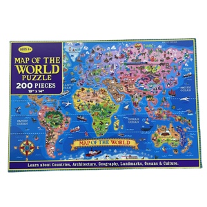 200 PCS World Map Jigsaw Puzzle Game Juguetes educativos de cognición geográfica para niños - Product Image 1
