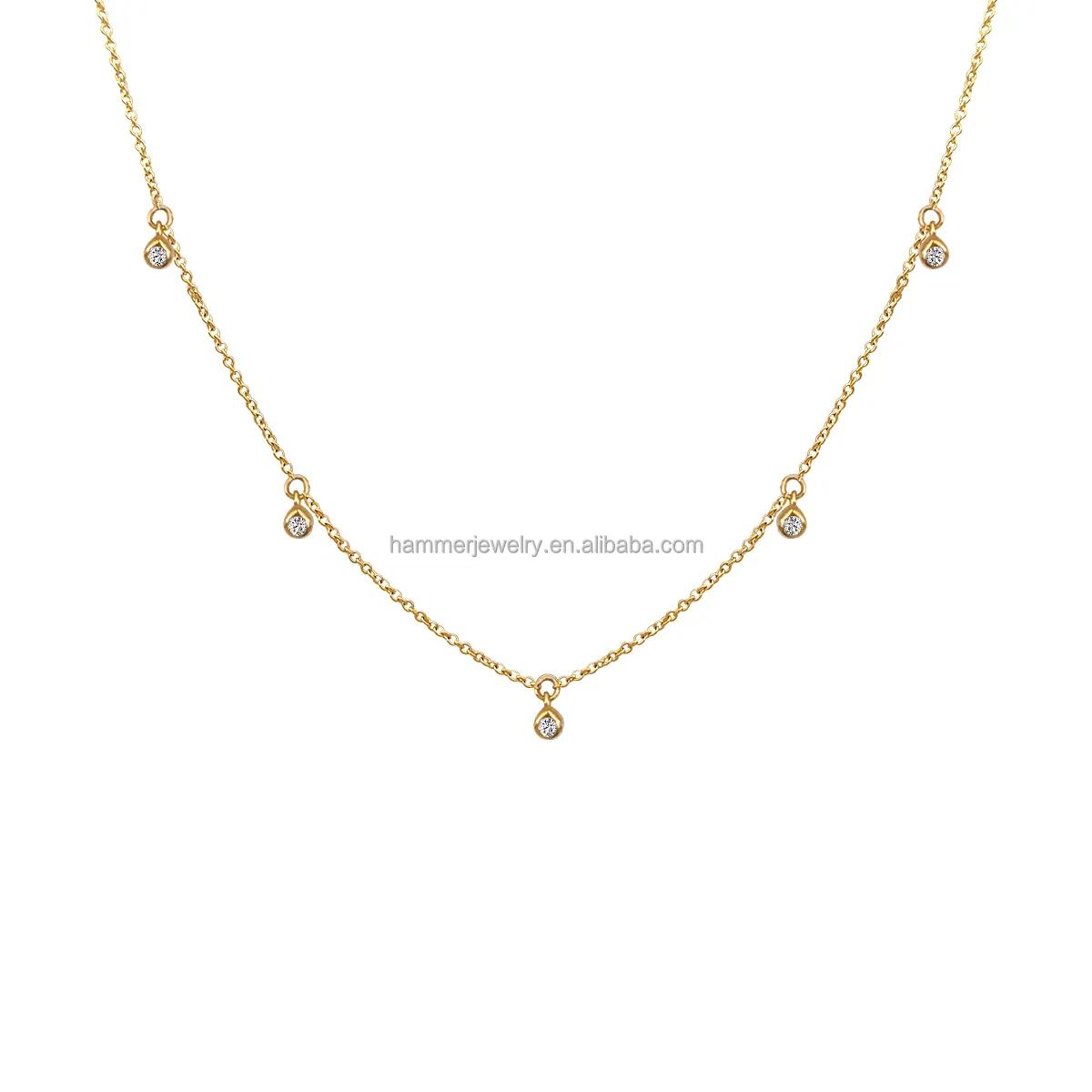 AU585 collana d'oro 14K oro massiccio e Lab-Grown incastonatura di diamanti Charm fabbricazione all'ingrosso gioielli