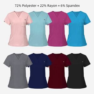 ODMカスタムロゴ入り医療用スクラブトップス、スパンデックス混紡ユニセックスナースユニフォーム（病院用） - Product Image 5