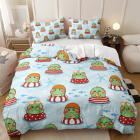 Ensemble de literie en microfibre de polyester à motif de chat de dessin animé mignon et de dinosaure, imprimé en 3D, ensemble de housse de couette Fantasy Dora