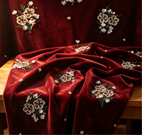 Nouveautés : Tissu en velours brodé, dentelle en mousseline, broderie de perles et de paillettes, tissus en dentelle de velours, tissu de broderie en velours