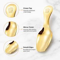 Ensemble de cuillères à dessert en acier inoxydable 304 avec poignée couronne, finition miroir, pour crème glacée, café, café, fête