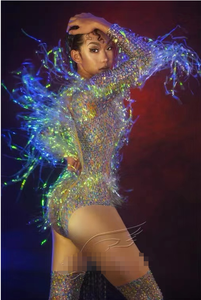 Designer Sexy strass <span class=keywords><strong>paillettes</strong></span> Party meduse <span class=keywords><strong>body</strong></span> donna Drag Queen Stage Costume Nude Crystal nappa Evening Prom bodysui - Product Image 4