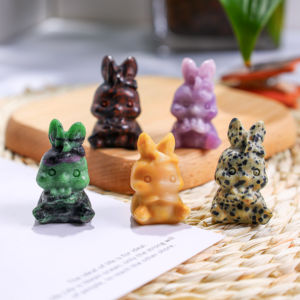 Figurines Lapin en Zoisite et Lepidolite avec Rubis Naturel, Matériaux Mixtes, Décoration de Table, Cadeaux Parfaits pour les Fêtes et Anniversaires (Vente en Gros) - Product Image 1