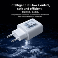 Cargador Rápido GaN de 20W con Doble Puerto USB-C, Enchufe Europeo, QC3.0, Protección Múltiple, IC Inteligente, Carga a Baja Temperatura para iPhone y Samsung