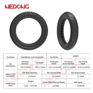 Pneus Sólidos de Alta Qualidade NEDOGN 14x2.5 Polegadas para Rodas Dianteiras e Traseiras |   Pneus Duplos Esportivos de 12/14 Polegadas para Ebike - Product Image 6