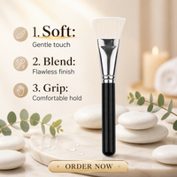 Kuas Makeup Bulu Sintetis Berkualitas Tinggi, Gagang Kayu, Kuas Foundation Wajah