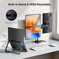 Monitor Portátil IPS LCD de 18.5 Pulgadas, 120Hz, Doble Pantalla, 1080P HDR, Plegable 360°, Apilable, VESA, para Laptop, PC, Teléfono, Consola de Juegos