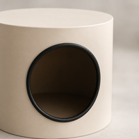 Table d'appoint cylindrique YAOYUE pour chat, en métal, avec griffoir, noir, crème, blanc, diamètre 35 x hauteur 30 cm