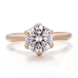 Anillo de oro macizo de 18 quilates personalizado con diamantes de laboratorio en engaste tulipán, anillo clásico con engaste catedral para mujer, anillo de compromiso y boda. - Product Image 3