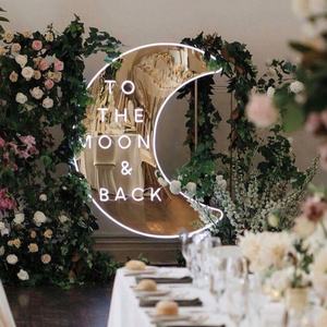 Koncept-letreros de decoración para eventos, espejo dorado con luz de amor, acrílico, personalizado a la <span class=keywords><strong>Luna</strong></span> y señal de neón trasera - Product Image 1