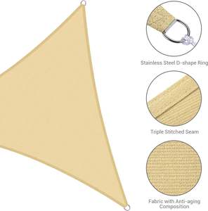 Pare-voile extérieur triangulaire beige-Diamètre de 12 pieds-Imperméable et résistant aux UV pour les jardins et les piscines - Product Image 5