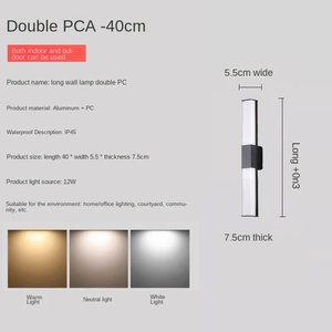 Lampe murale LED solaire moderne pour extérieur, éclairage étanche en aluminium et acrylique pour jardin, patio, terrasse, balcon, porche, acier inoxydable - Product Image 3