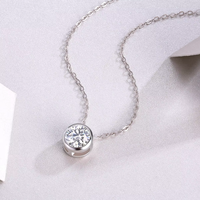Kalung Moissanite Perak Sterling 925 Berkilau Klasik untuk Wanita, Hadiah Ulang Tahun Pernikahan