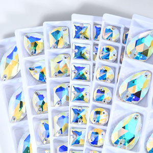 BOBOHOO diamantes de imitación al por mayor de alta calidad nuevo 5A cristal biselado Rivoli forma cristal AB coser en diamantes de imitación para vestidos broche - Product Image 5