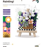 Support de fleurs en blocs de construction en plastique, kit de montage DIY pour bouquet de roses et de tournesols